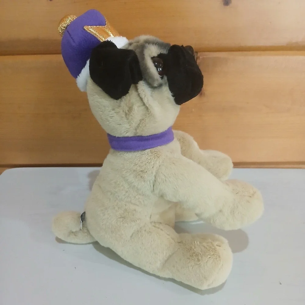 NWT Doug the Pug Plush Plushie with Purple Collar King Crown D42